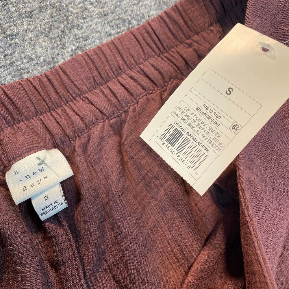 A New Day Linen Blend Wide Leg Culottes Pants Small Wide Leg Flowy Brown NWT - Picture 6 of 7